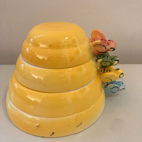 Vintage Bees on Beehive Measuring Cups x 4 Made in Japan 1950's - Picture 4 of 12